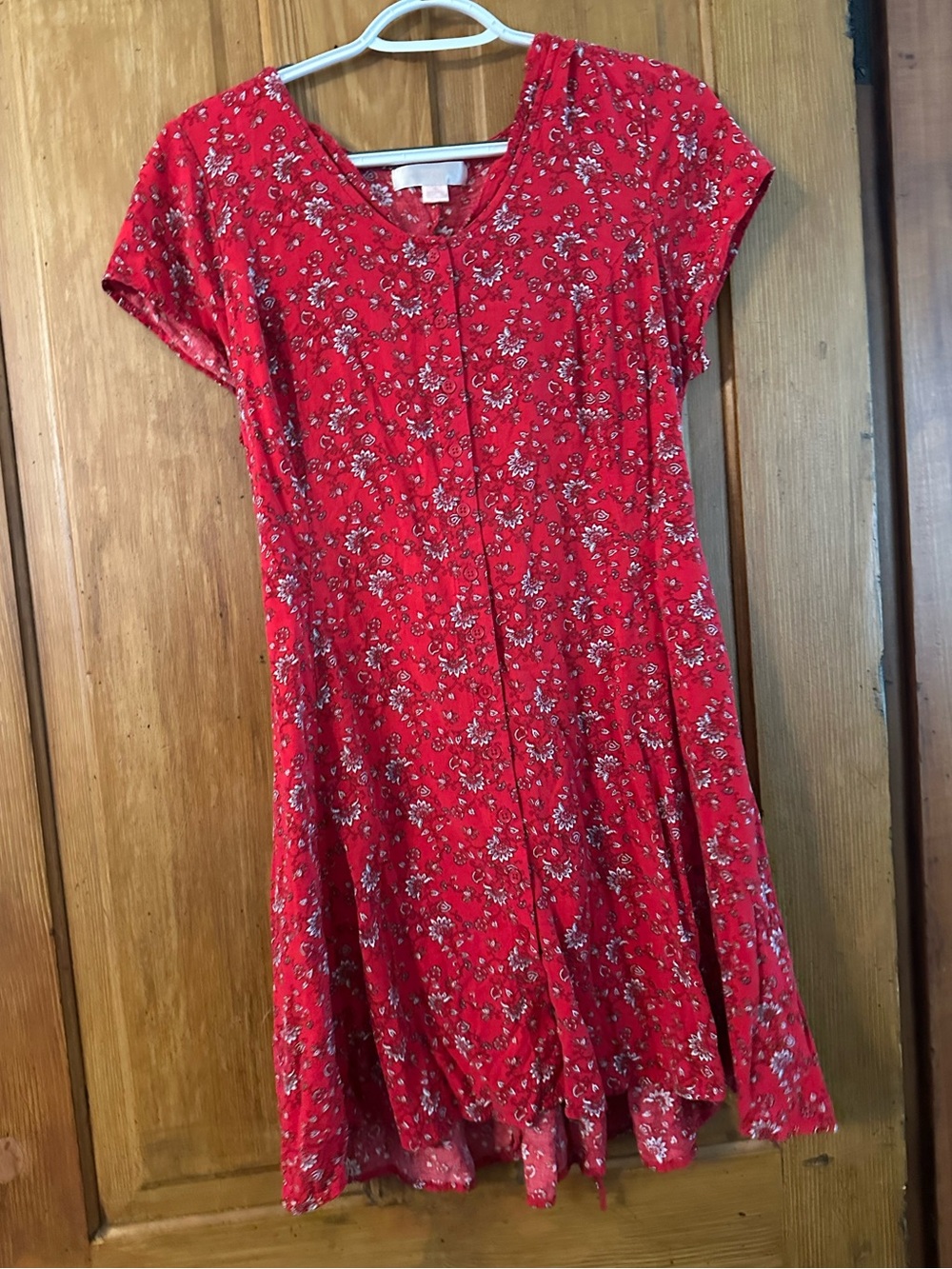 American Eagle Red Floral Tie Back Midi Dress